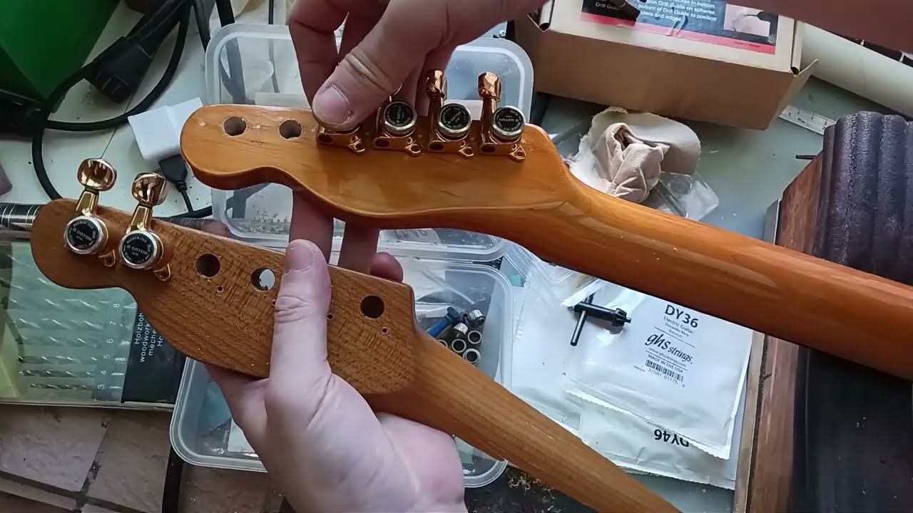 Replace a broken guitar neck 折れたギターのネックを交換する 交換