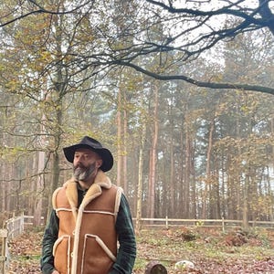 Mens Sheepskin Vest-mountaineer W/collar-exposed Wool Seams - Etsy