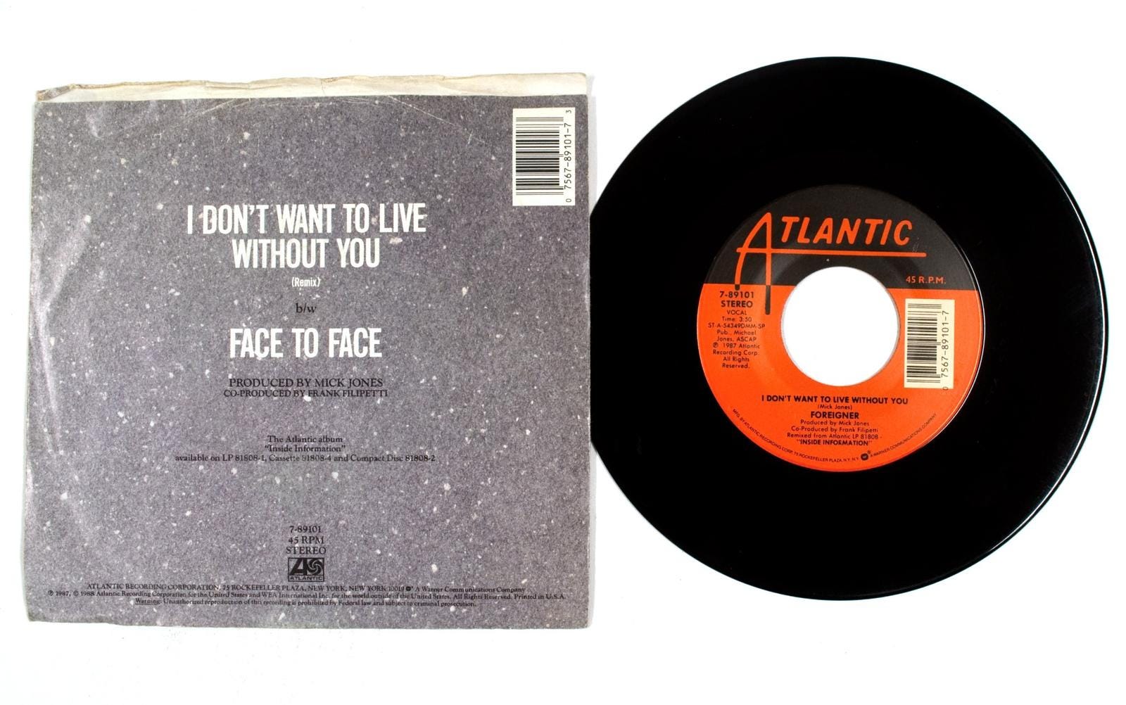 フォリナー – I Don't Want To Live Without You / Face To Face – 7