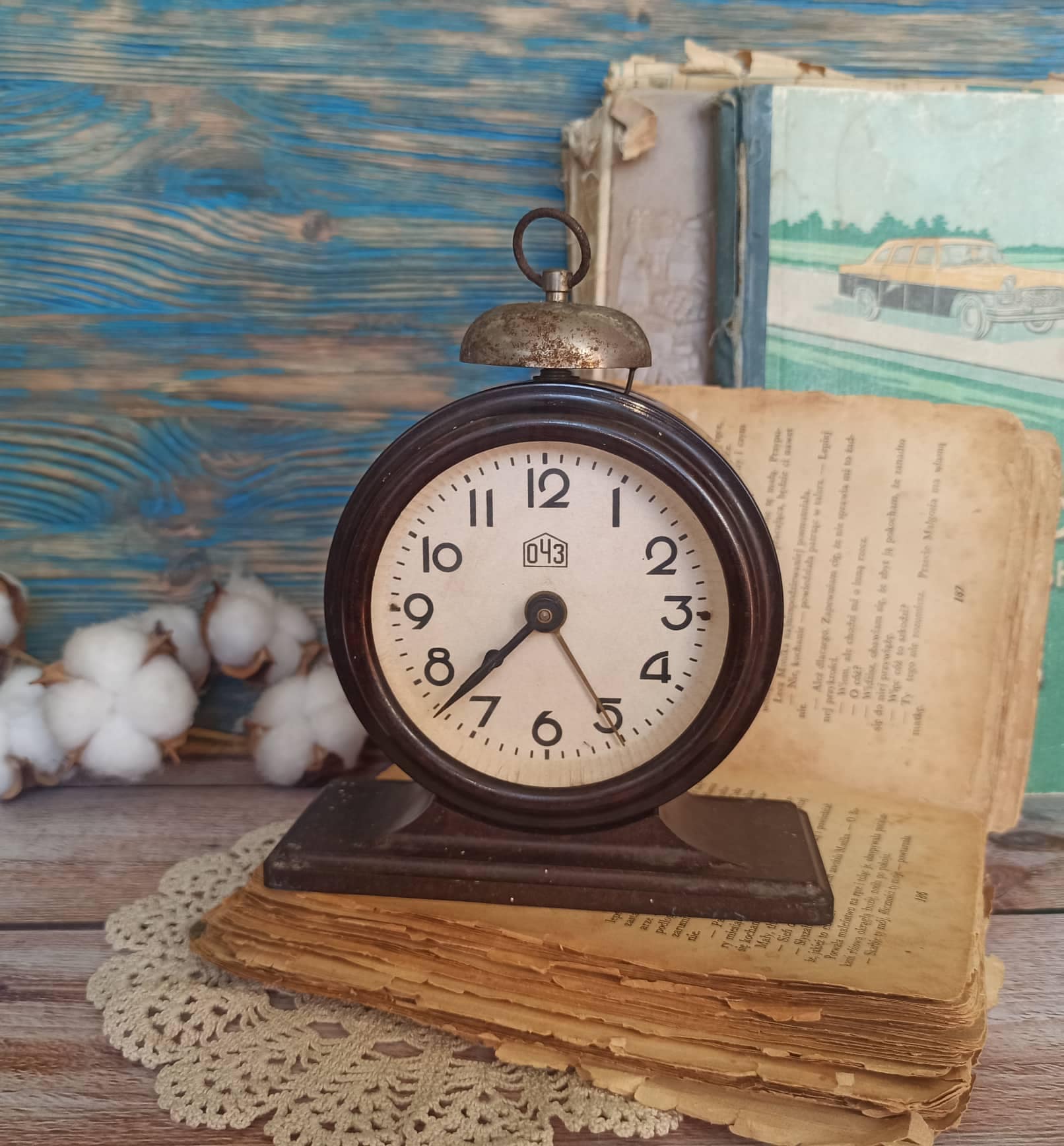 Antique Clock 1945 Vintage Decor Soviet Alarm Clock Carbolite