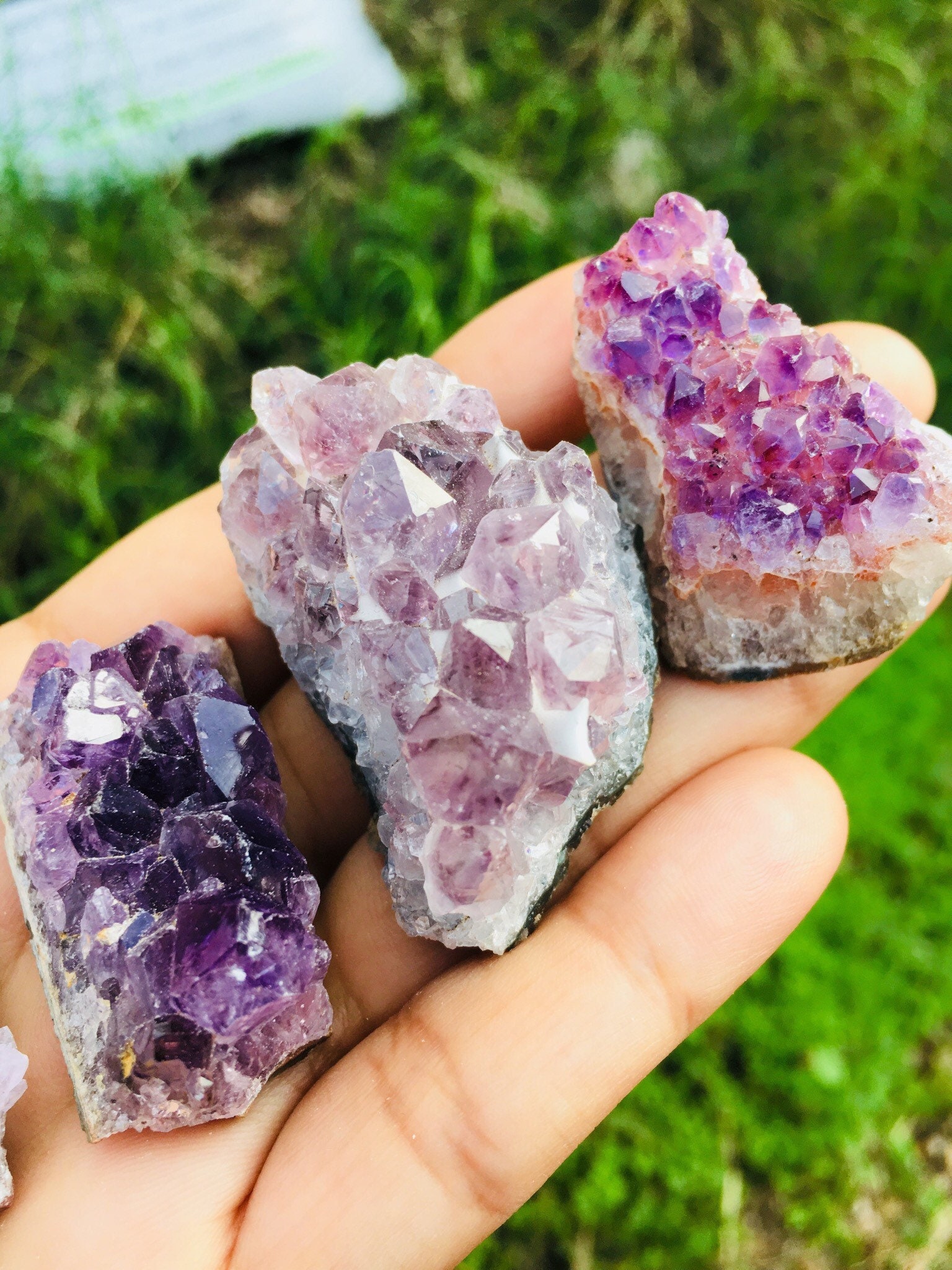 原石アメジストクリスタルクラスター：天然ジオードストーン（30～50mm