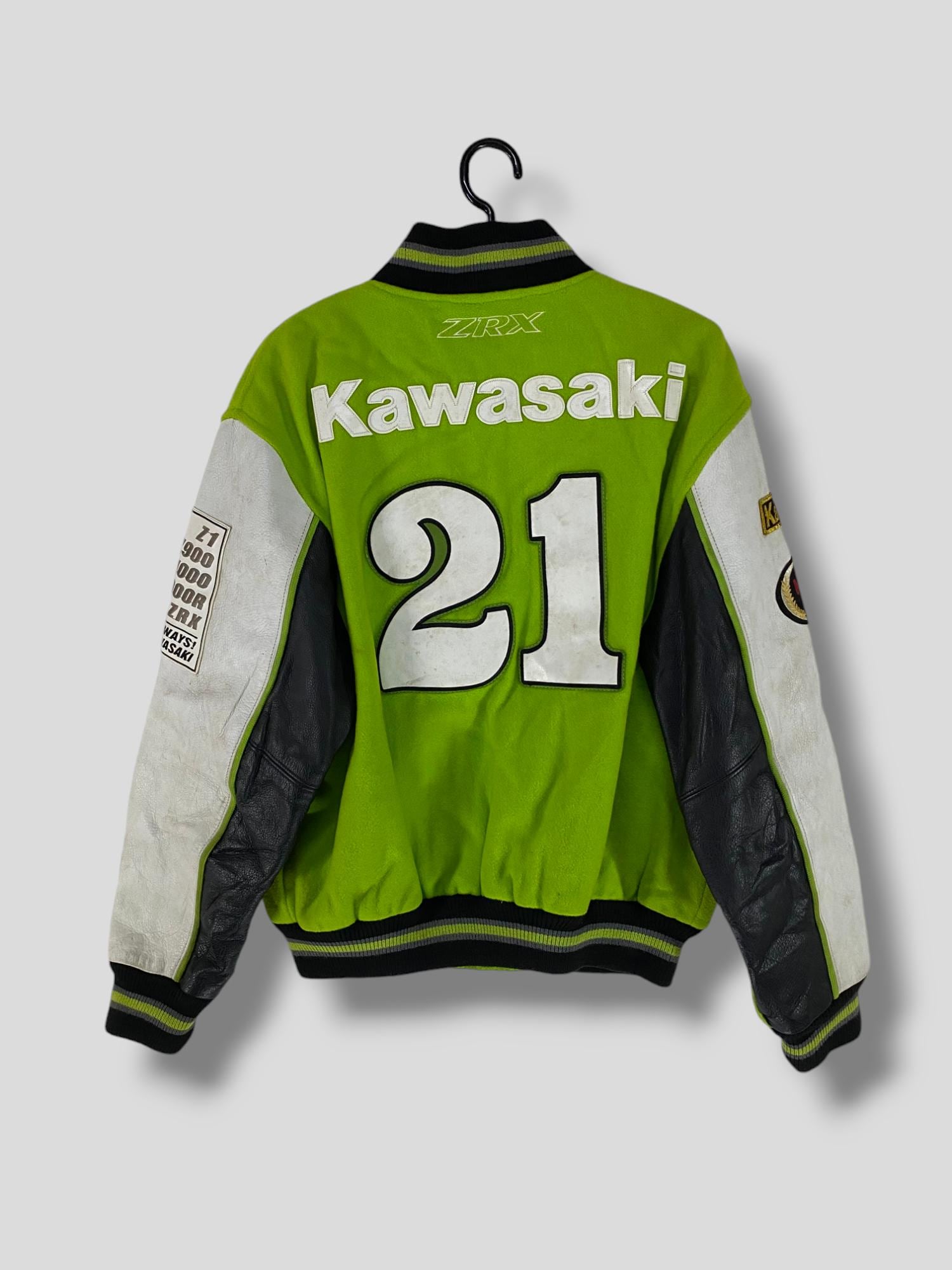 Vintage Kawasaki ZRX Wool Leather Varsity Jacket Japanese