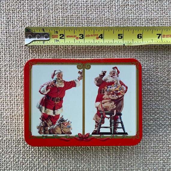 1998 Coca-cola Santa Tin With Two Sealed Playing Card Decks | New