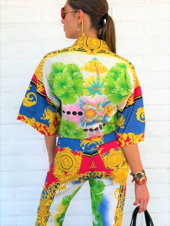 Gianni Versace Jeans Couture Gold Red Sun Miami Celestial Italian