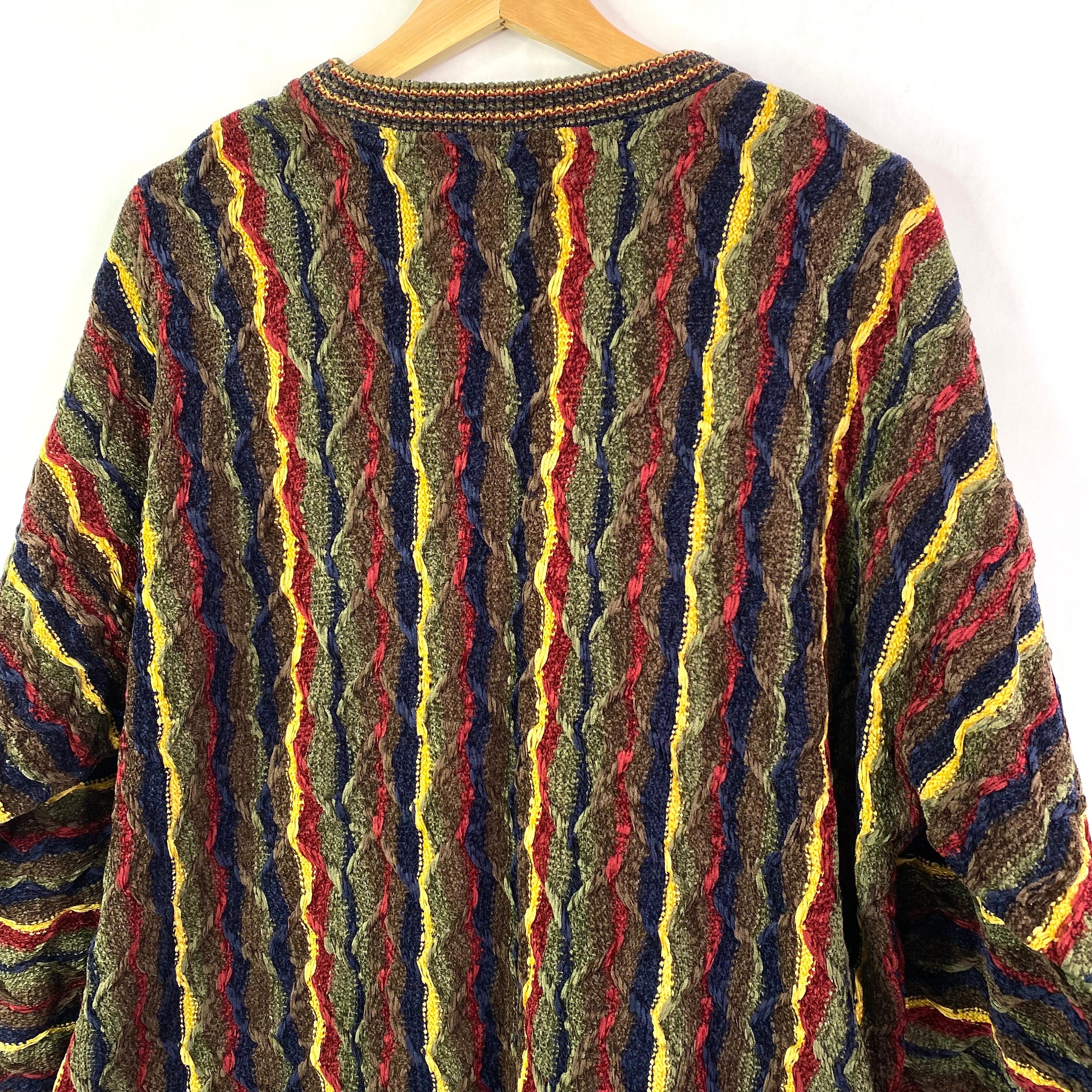 VTG Tundra Canada Coogi Style 3D Pullover Sweater Colorful 80s/90s