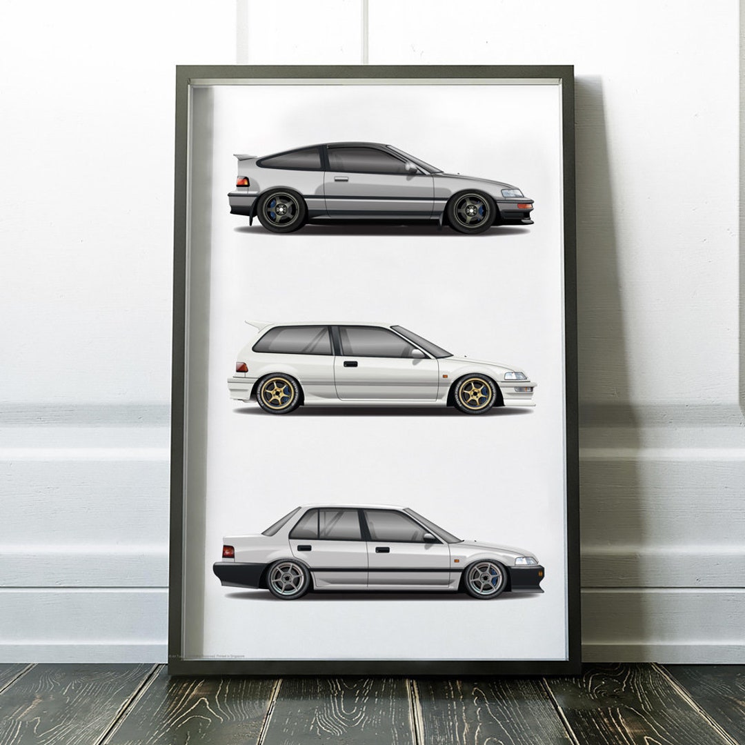 Civic EF9, CRX, EF Sedan Art Print: JDM Car Design - Etsy