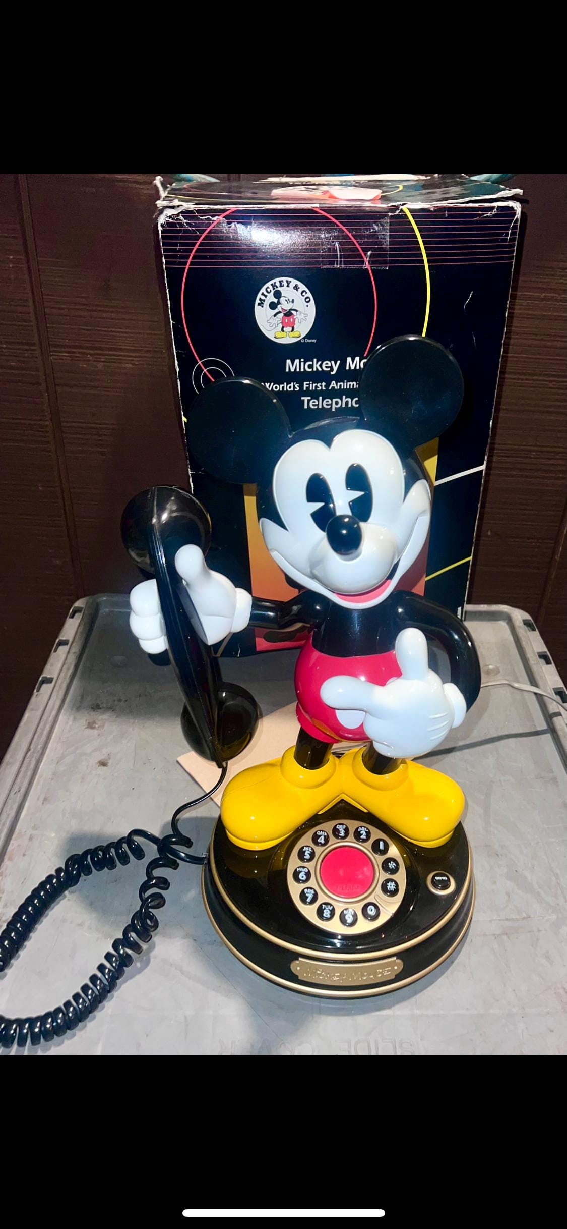 Mickey Mouse Phone Original Box Vintage 1997 World's 1st Animated