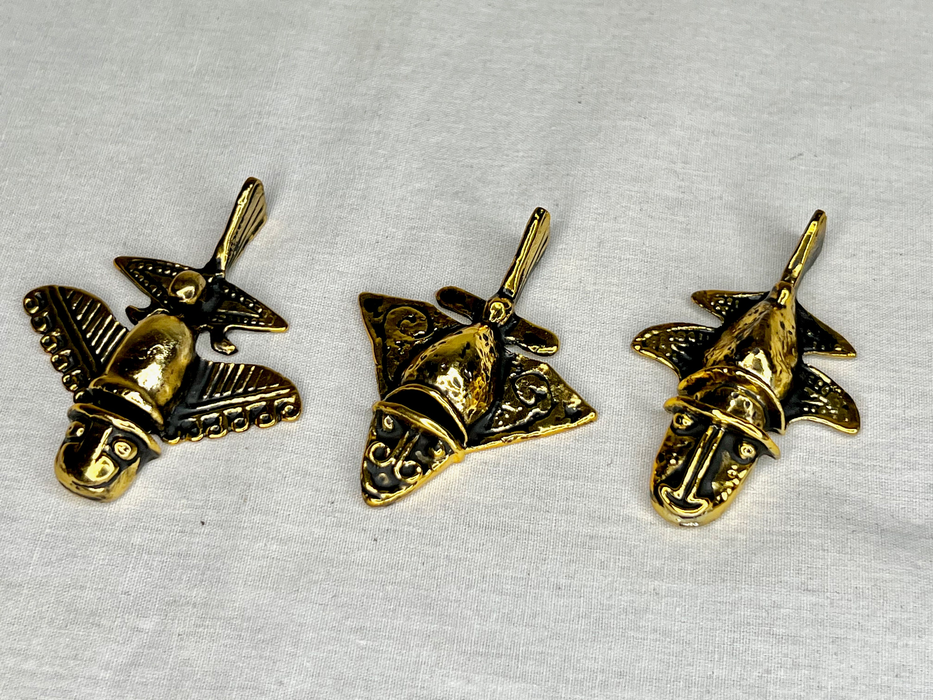 古代航空機飛行機械セット、アステカ、マヤ、インカ、金属製、署名入り