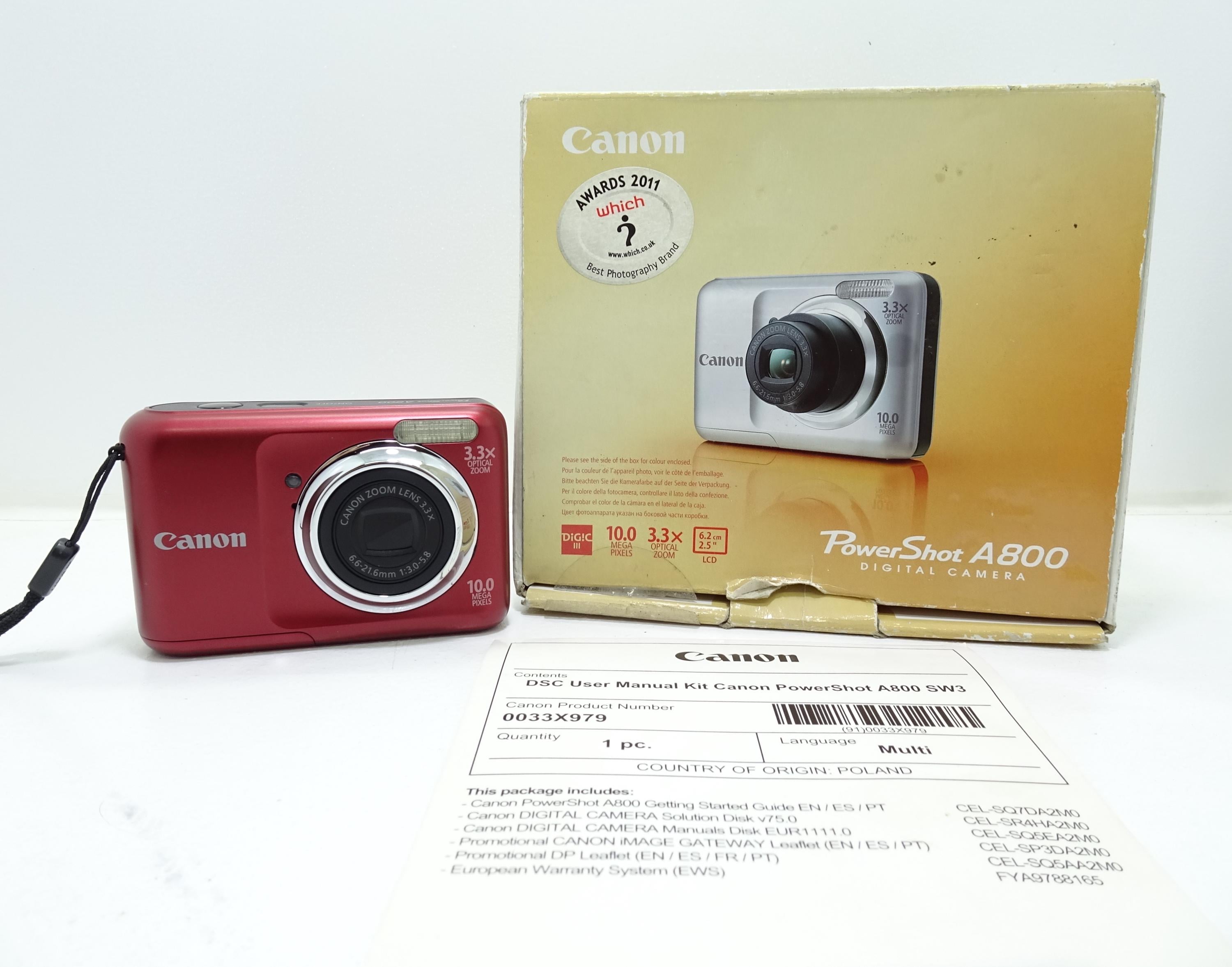 Canon Powershot A800 RED Point and Shoot Compact Digital Camera