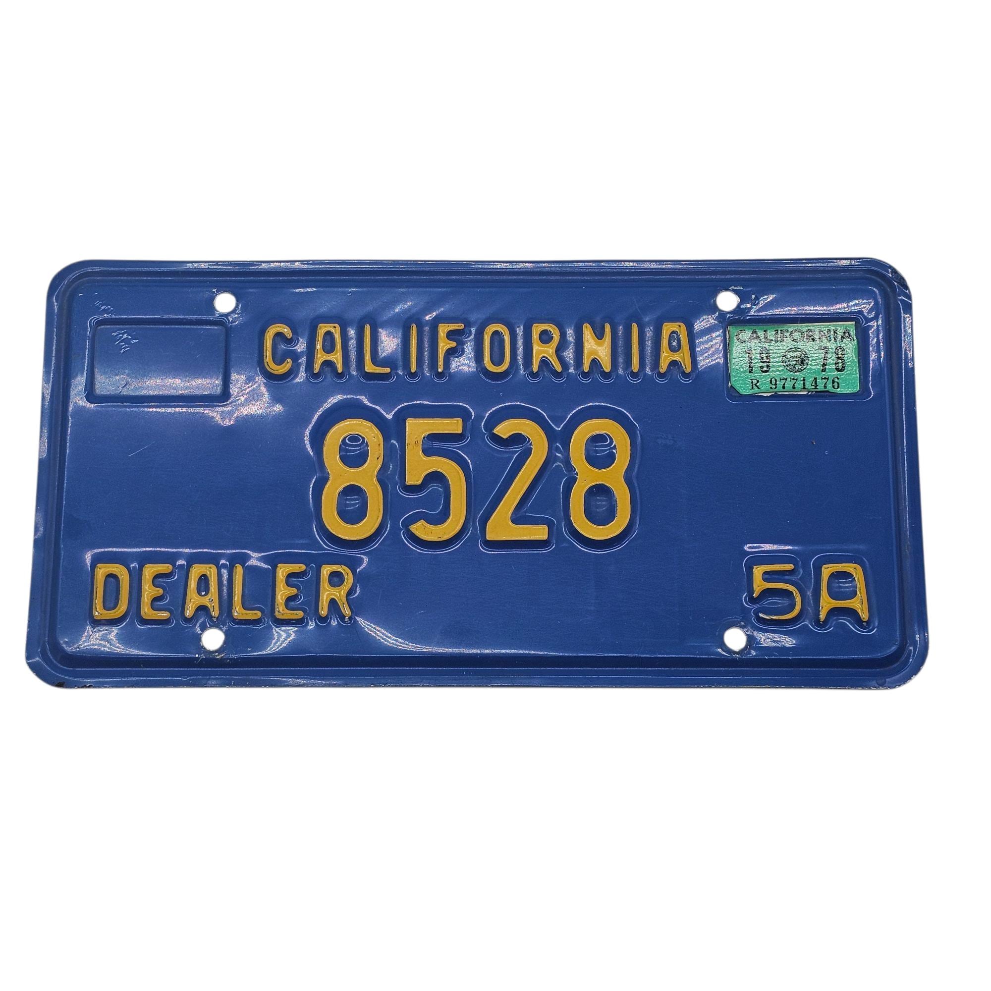 1978年 カリフォルニア ディーラー ナンバープレート 青 黄色 自動車店