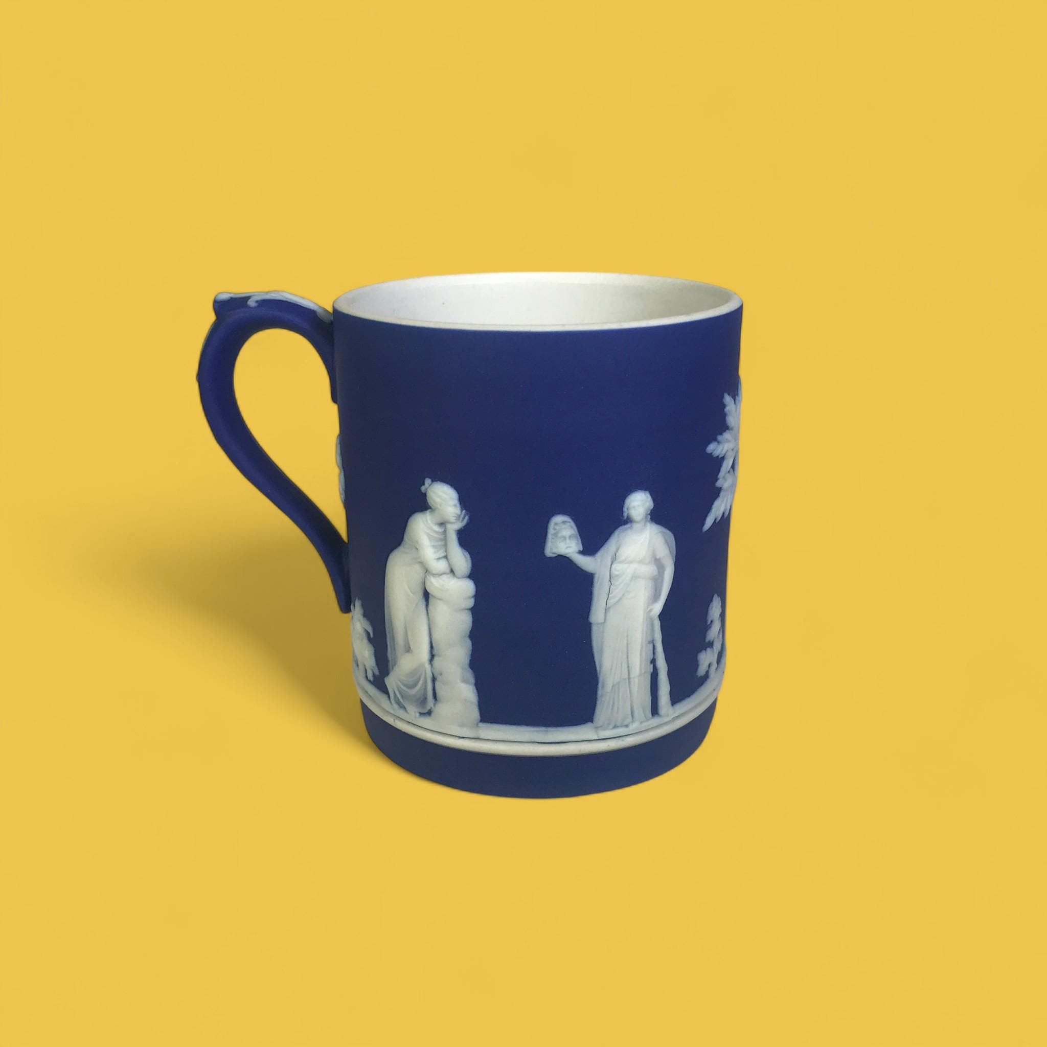 1900年頃 ウェッジウッド ダークブルー ジャスパーウェア マグカップ