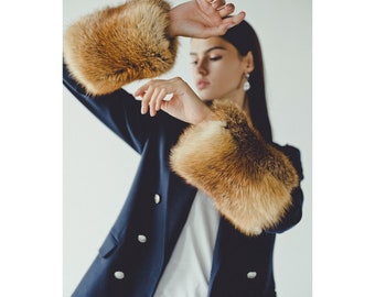 赤と黒のフォックスファーカラー | ジャケットやコートに使える