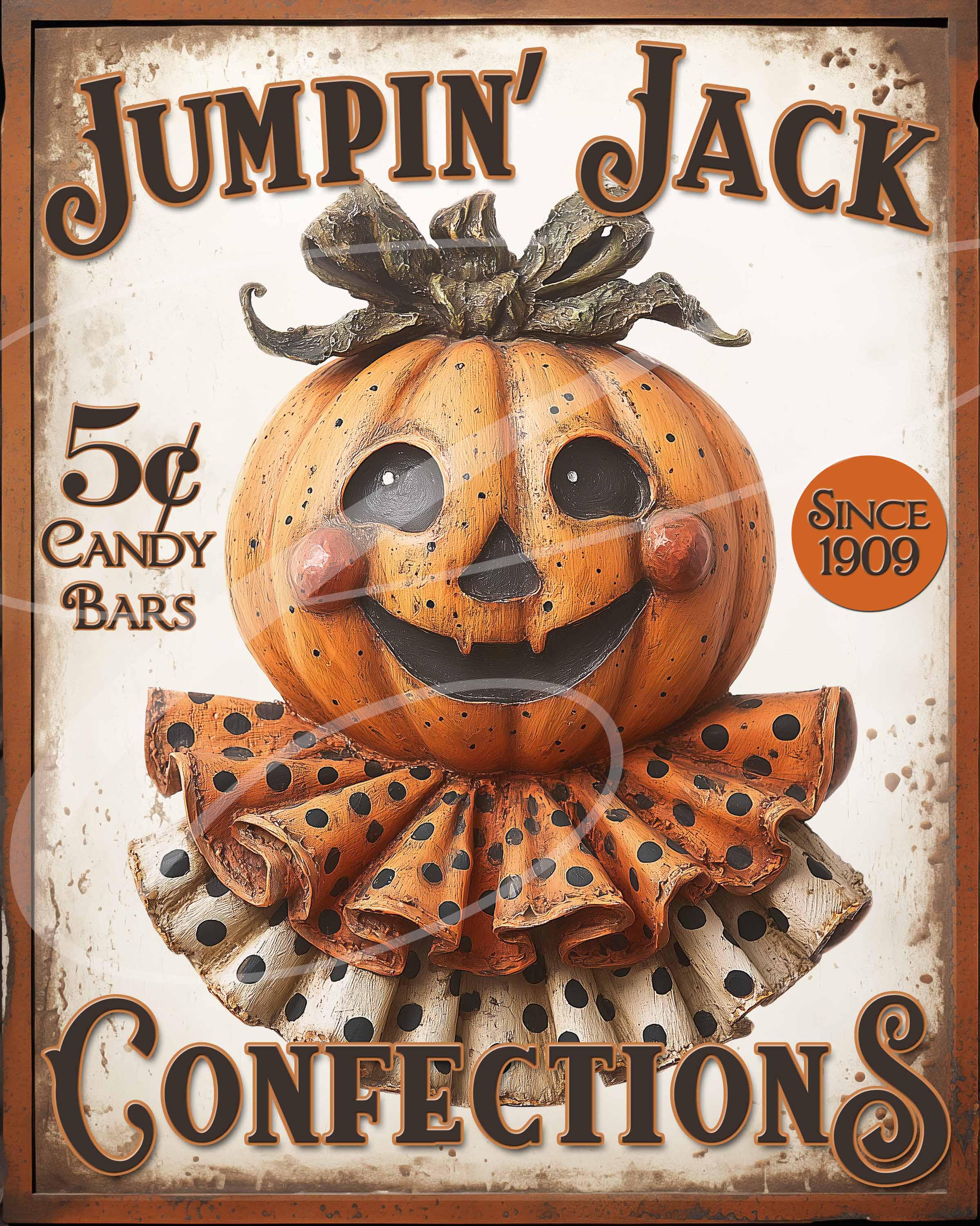 Primitive Vintage Retro Halloween Advertising Candy Pumpkin