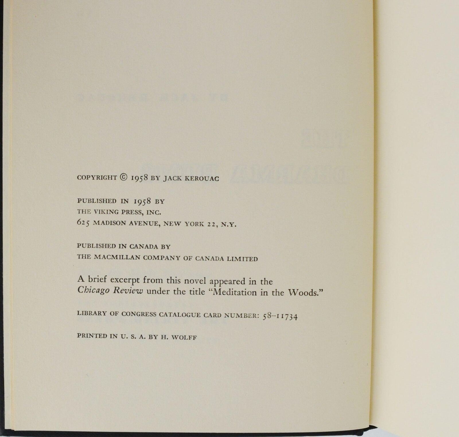 ジャック・ケルアック著『ダルマ・バムズ』～初版 1958年～第1刷