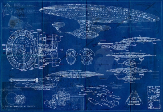スタートレック エンタープライズ USS 1701-D 設計図 アートプリント