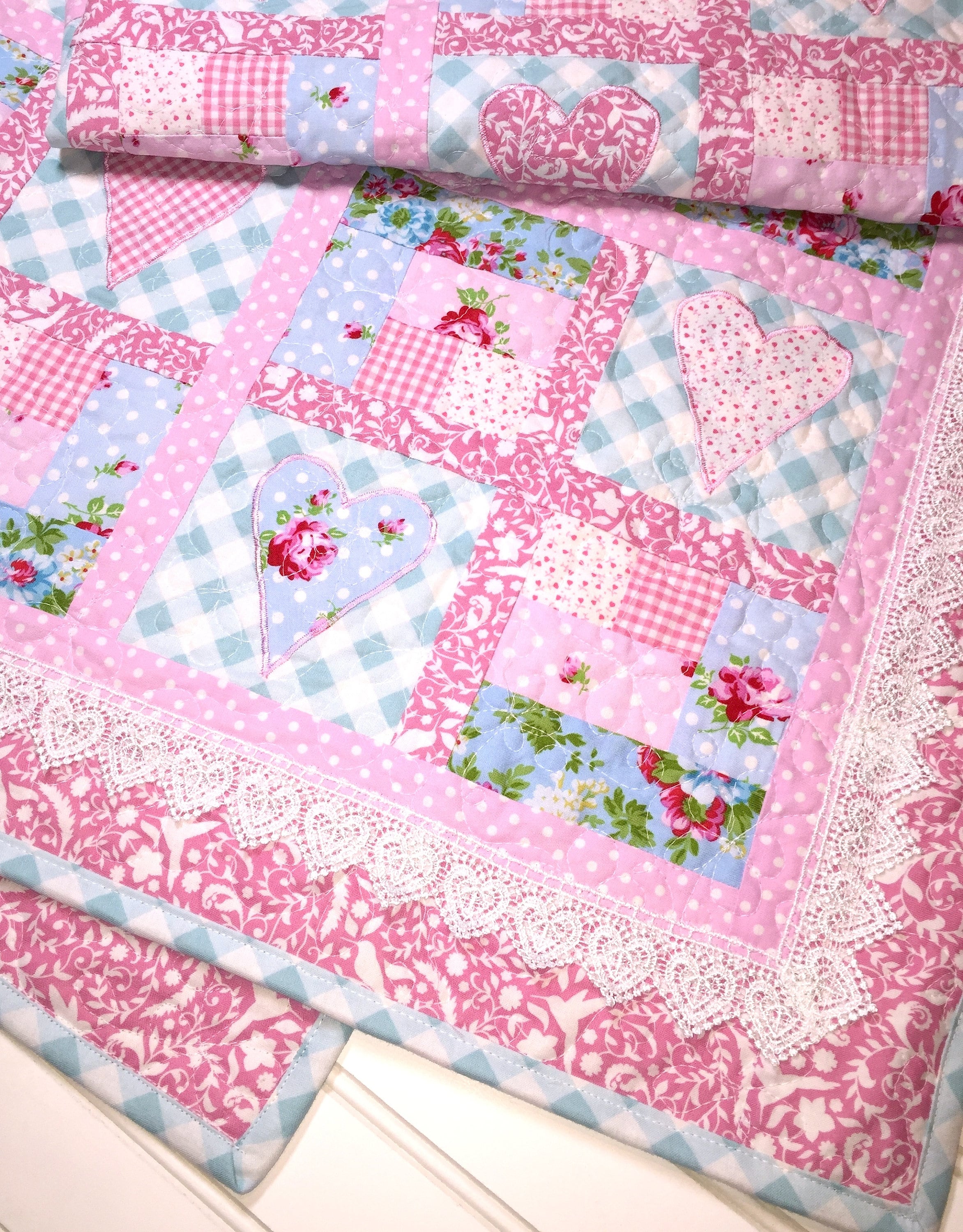 ハート型ベビーキルトパターン、ベビーキルトパターン、女の子用ベビー