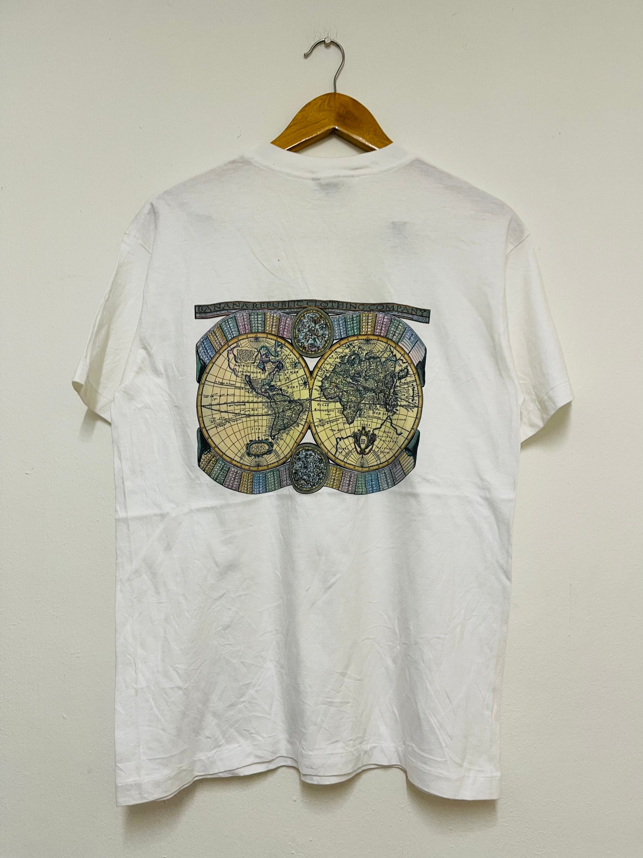 Vintage 90's Banana Republic “world Map T-shirt / Streetwear