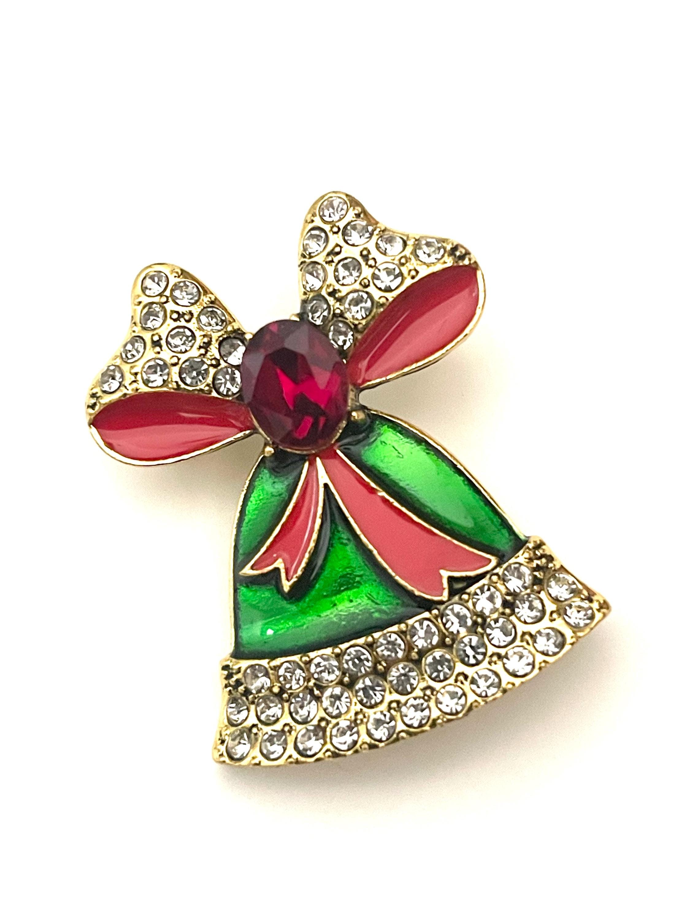 Christmas Bell Enamel Rhinestone Brooch Pin ZX77 - Etsy Israel