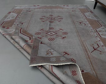 5.3x8.4フィート、ペルシャ風ヴィンテージトルコ製エリアラグ