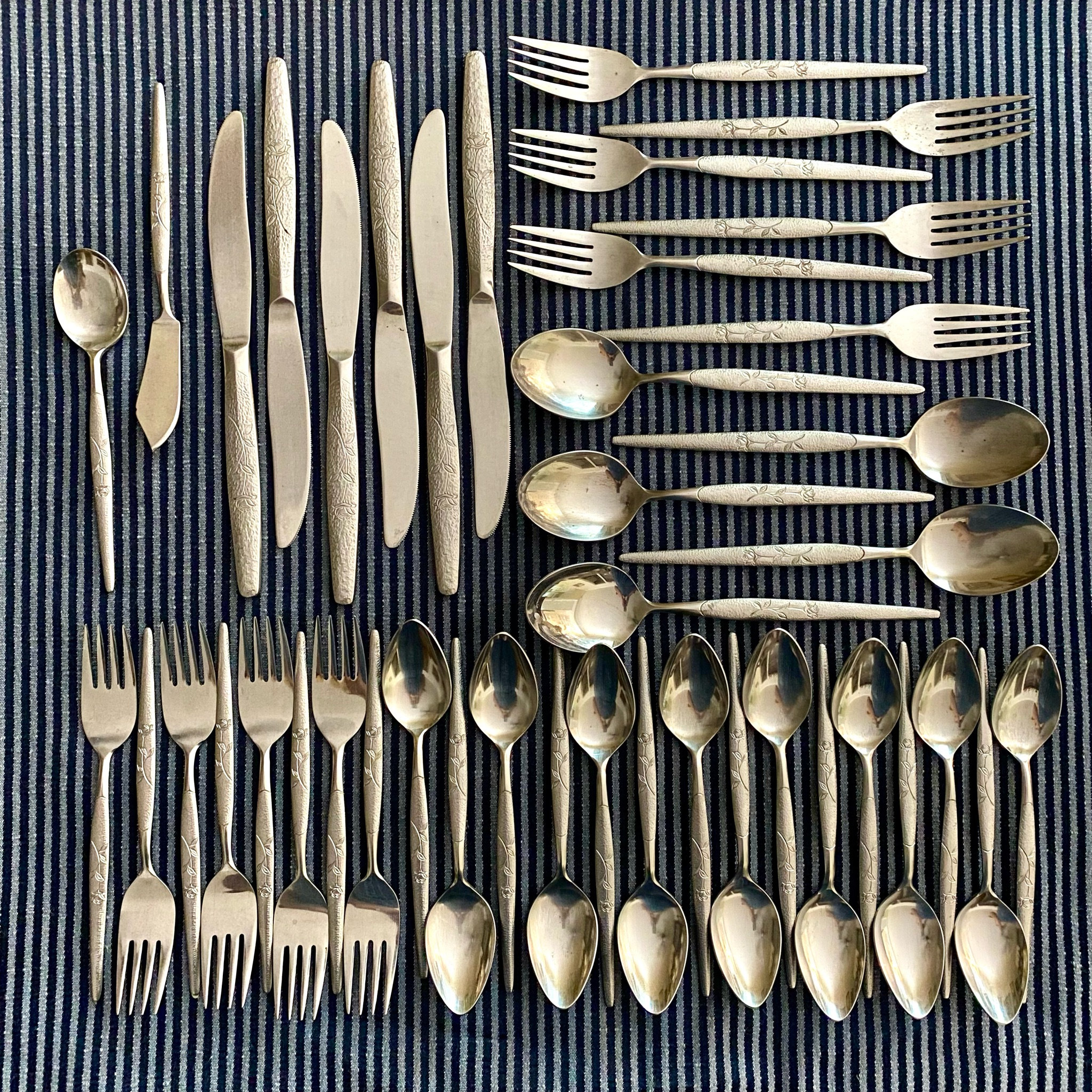 Sets of Fleur Stainless Steel Silverware by Nasco Japan | Sold