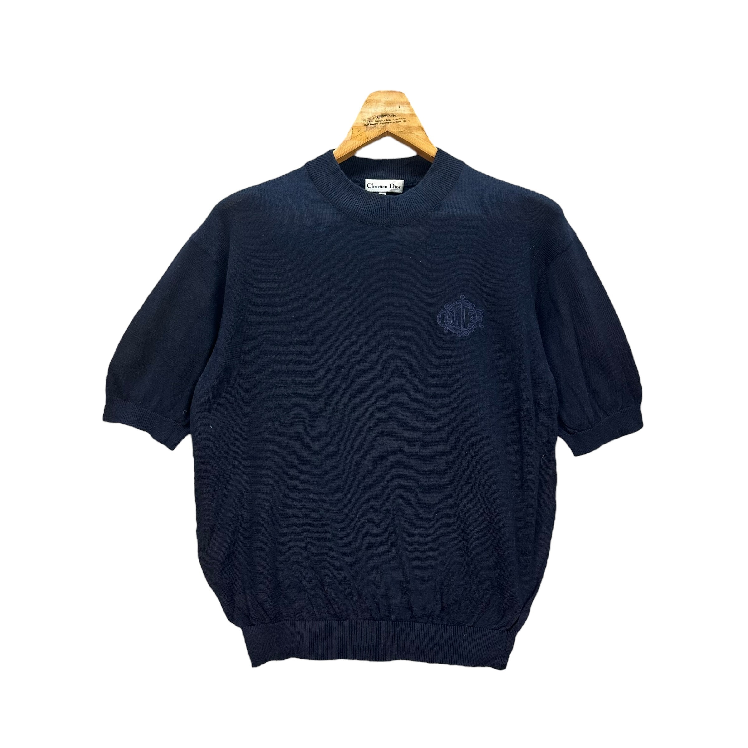 Vintage CHRISTIAN DIOR Embroidery Logo Short Sleeve Knitted