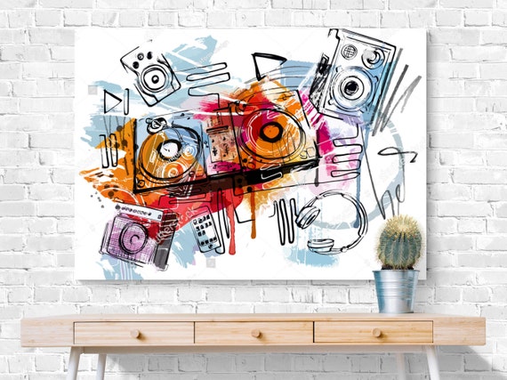 DJ Graffiti Print Musical Graffiti Wall Art Graffiti Decor Bedroom
