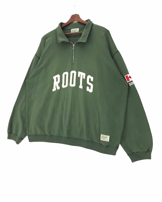 Vintage Roots Half Zip Sweatshirt: Embroidered Pullover Jumper