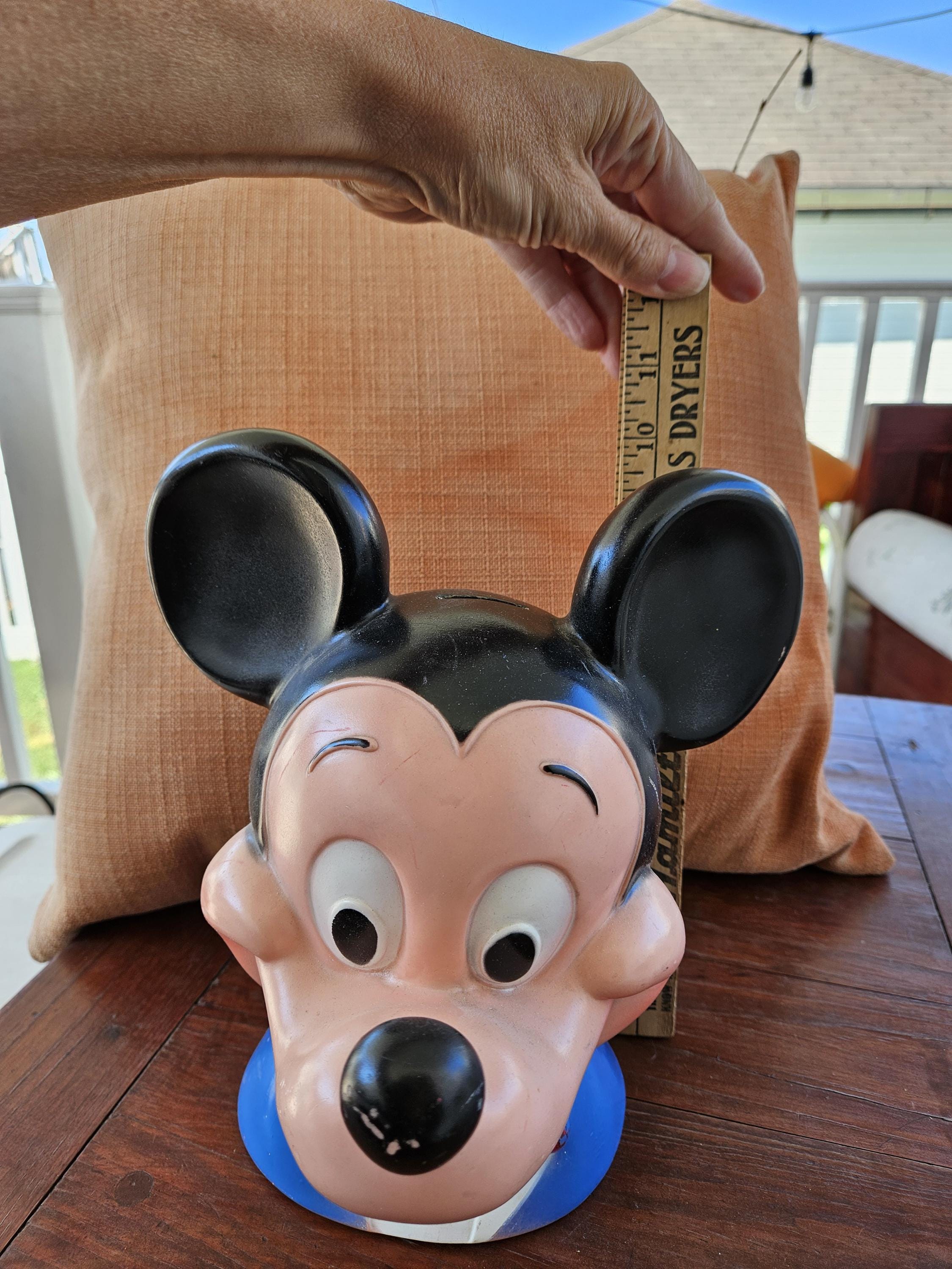 Vintage 1971 Mickey Mouse Coin Bank Plastic Bust Piggy Bank