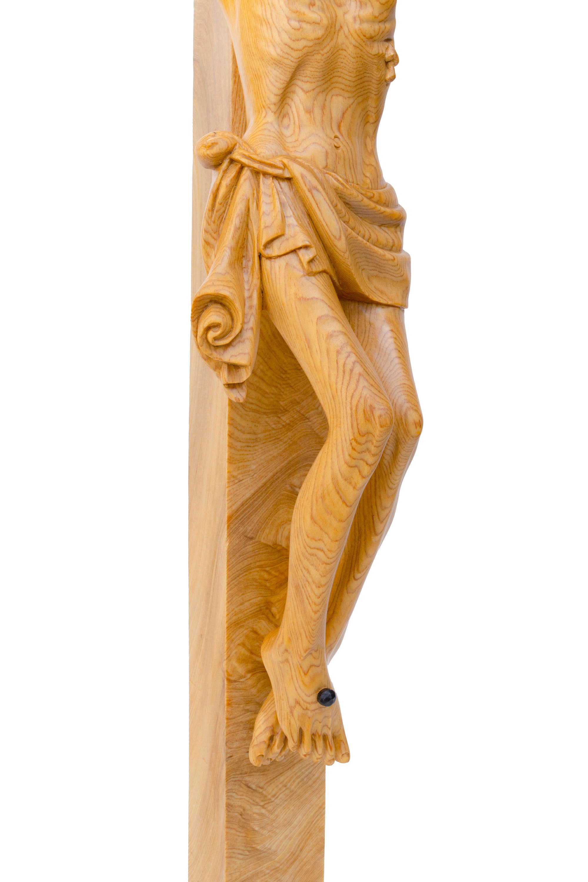 木彫りの十字架像：カトリックの家庭用祭壇、宗教的な贈り物（27インチ