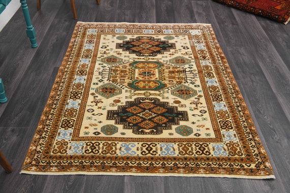 4.3x5.8 Ft, TURKISH Rug, Oushak Rug, Vintage Rug, Wool Rug, Area