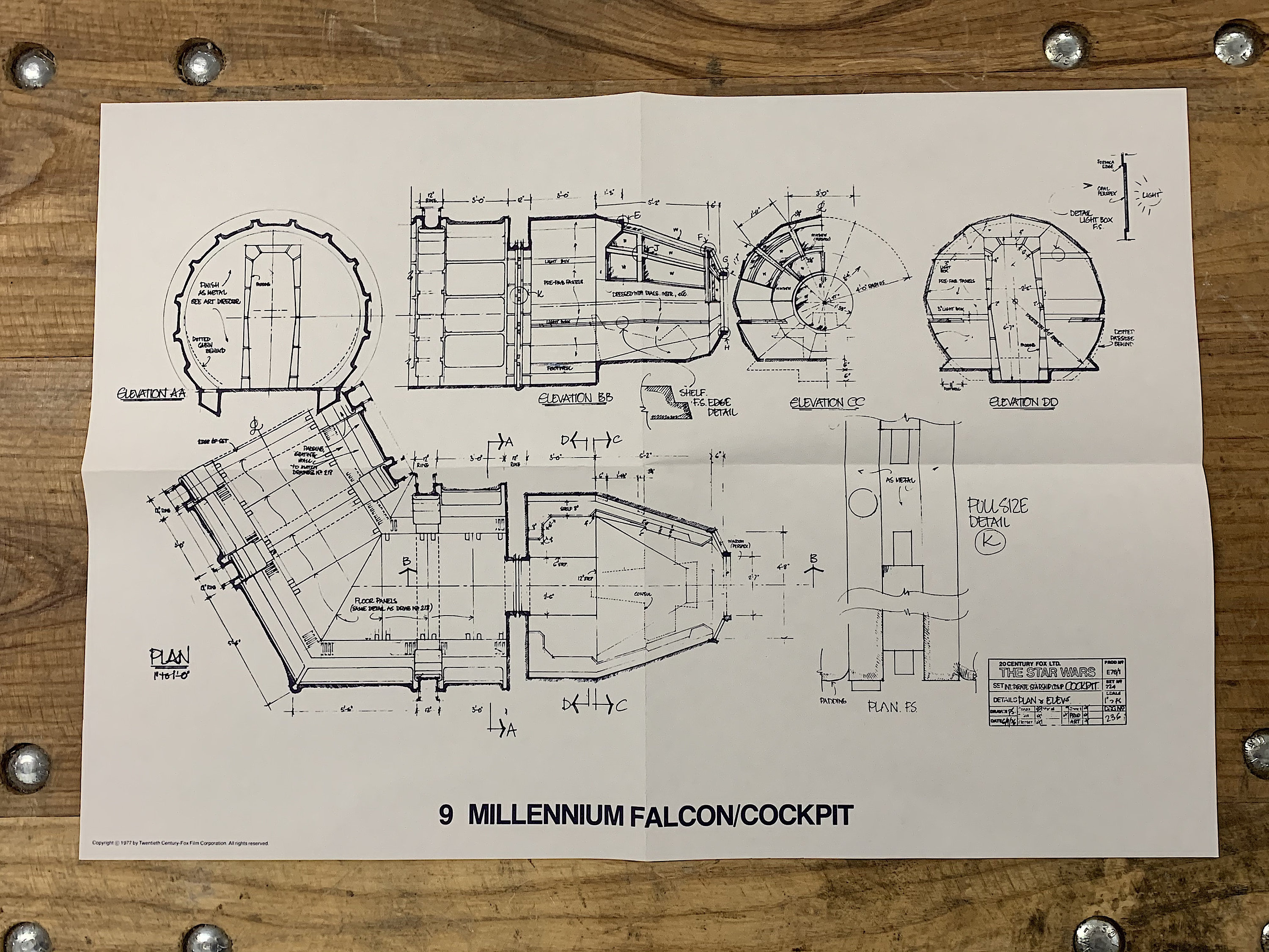 1977 Star Wars Original Complete Set of 15 Blueprints MINT Blue