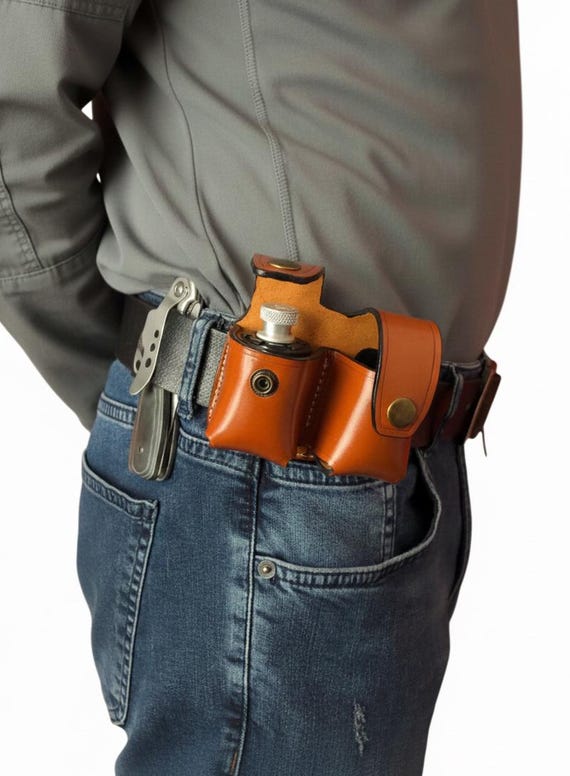 スピードローダー レザーベルト ダブルキャリア、リボルバーマガジン