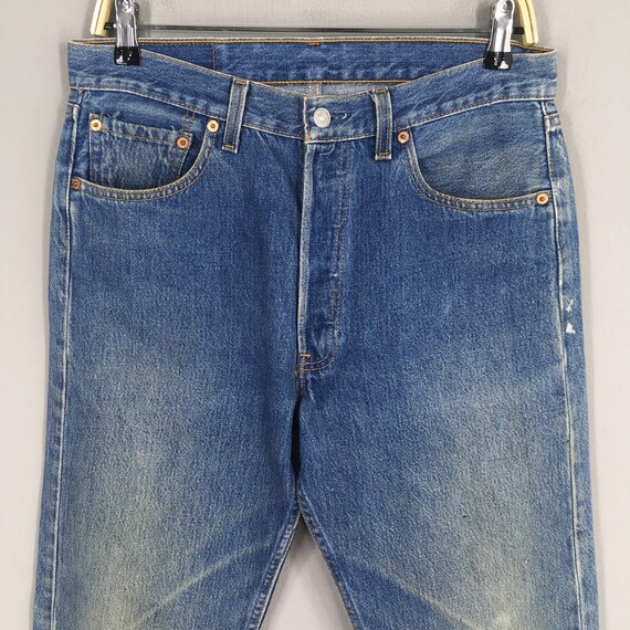 Size 31x29.5 Vintage 90s Levi's 501 Faded Blue Jeans Light Wash