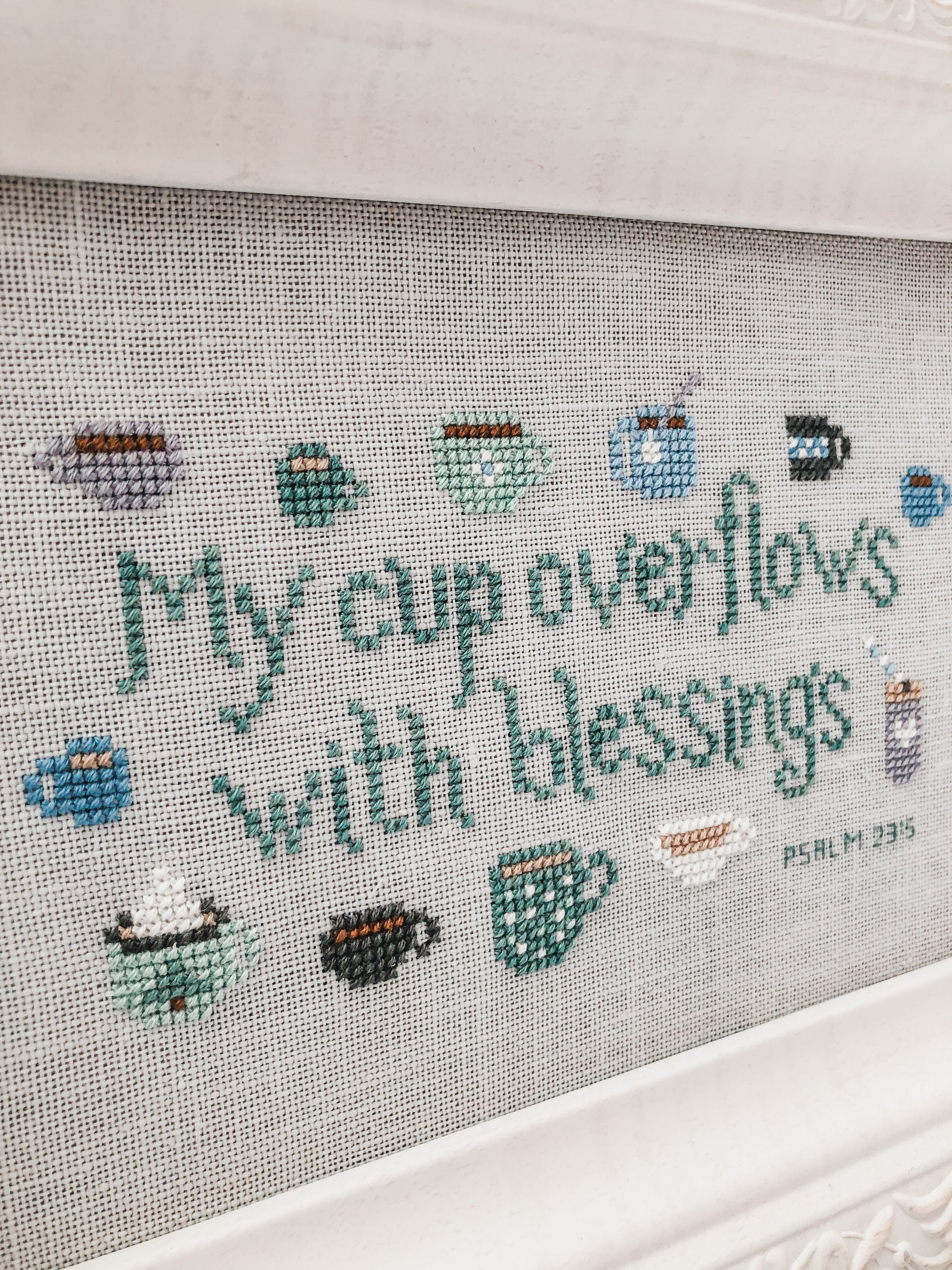 Blessings Overflow - Christian Cross Stitch Pattern - PDF Chart