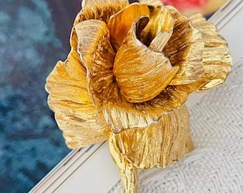 Christian Dior 1964 Vintage Large Vivid 3D Rose Blossom Flourish