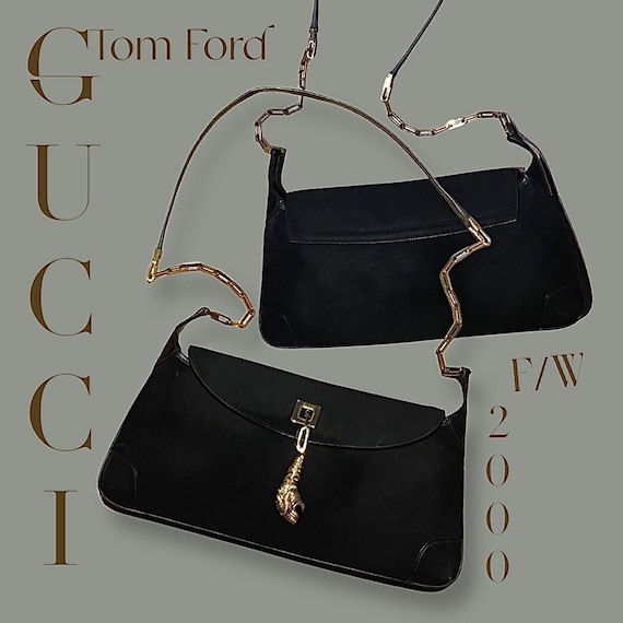 Iconic Gucci by Tom Ford Fall/winter 2000 Black Suede Lion Head