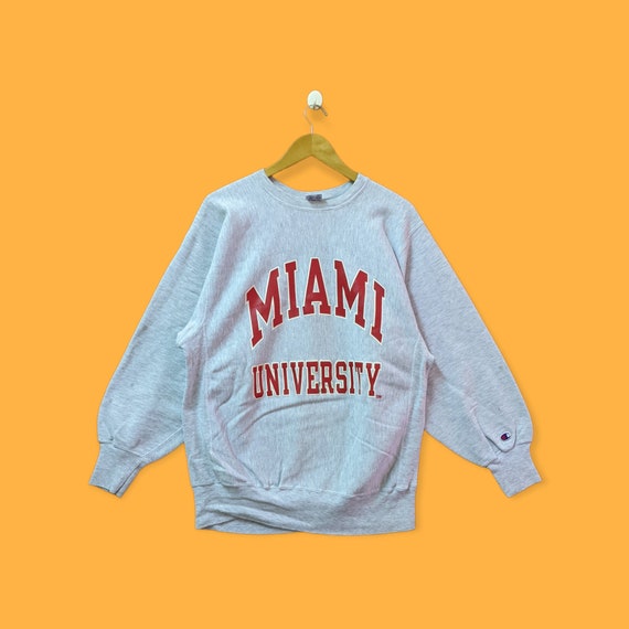 90sマイアミ大学チャンピオンリバースウィーブ刺繍タグUSAア