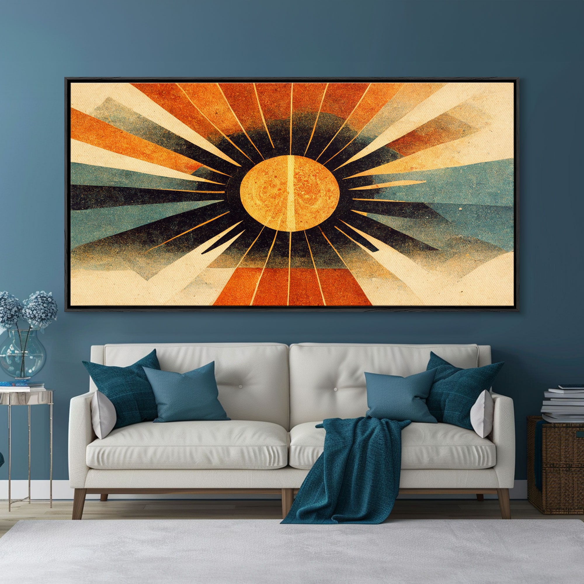 Abstract Midcentury Modern Sunburst, Canvas Print, Art Deco Style