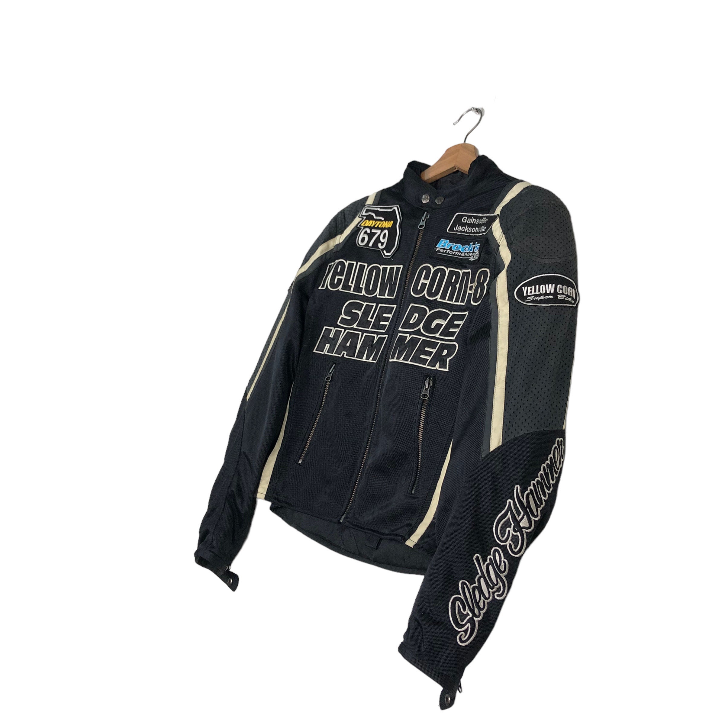 Vintage Biker Racing Jacket Yellow Corn Sledge Hammer - Etsy Israel