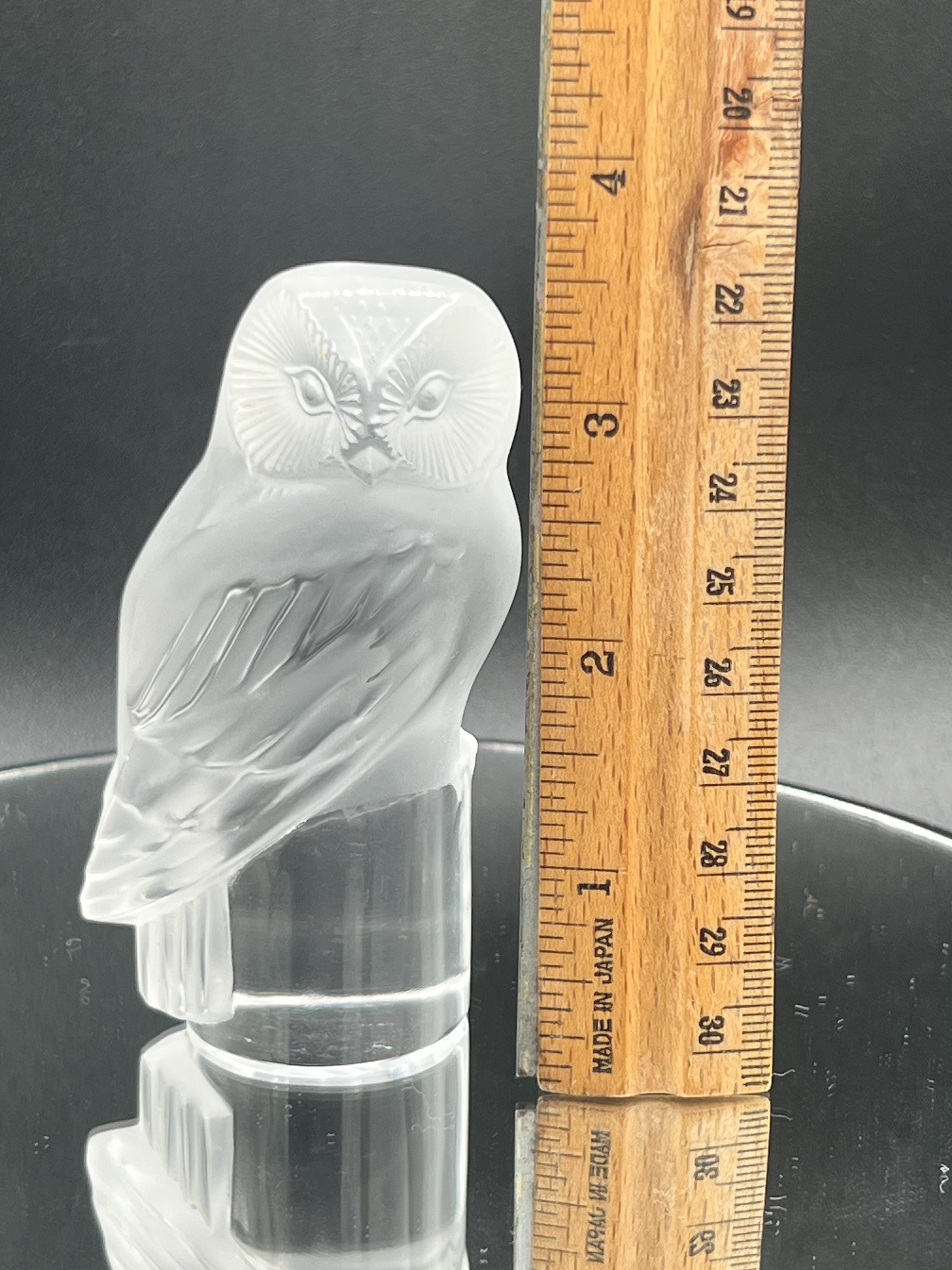 ラリック「シヴァーズ」クリスタルシュエット フクロウ サイン入り