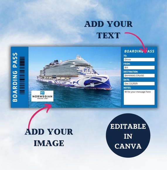 EDITABLE Norwegian Cruise Ticket-editable Boarding Pass-print