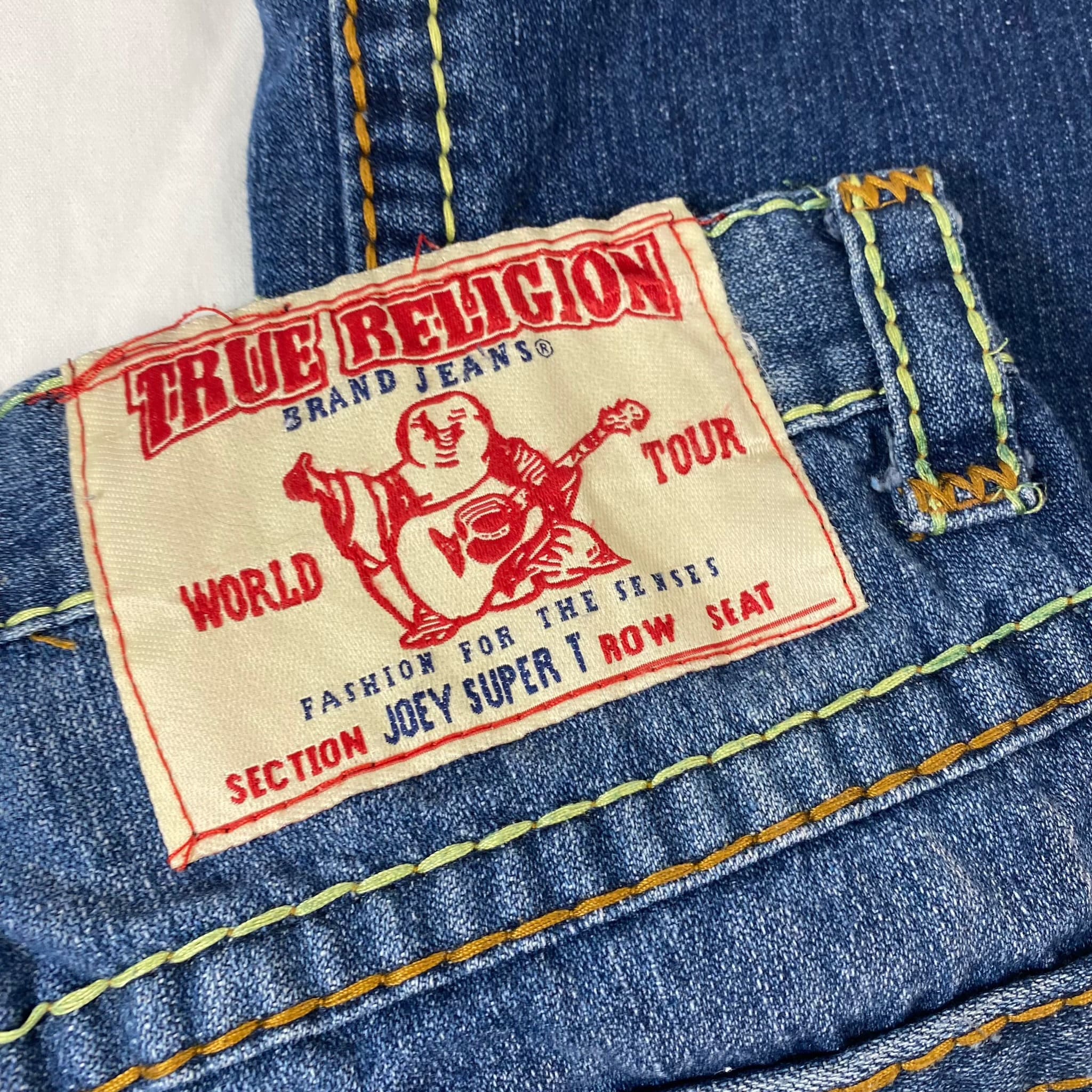 Vintage True Religion Joey Super T Yellow Stitch Jeans Y2K Early
