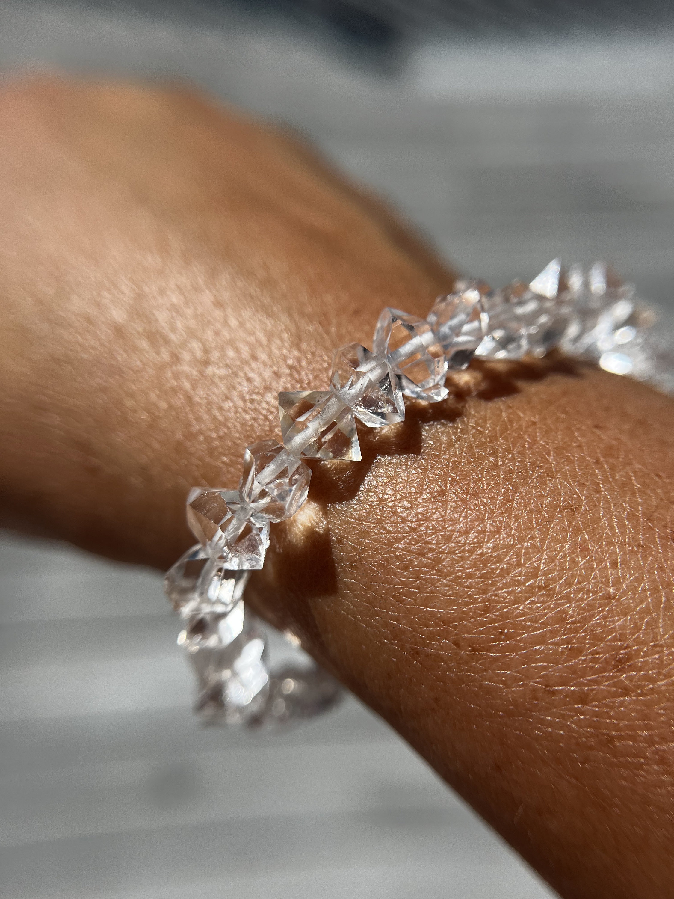 超高品質AAAグレードの原石ハーキマーダイヤモンドブレスレット 8mm