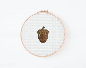 クロスステッチのどんぐり模様、初心者向け簡単、クロスステッチ