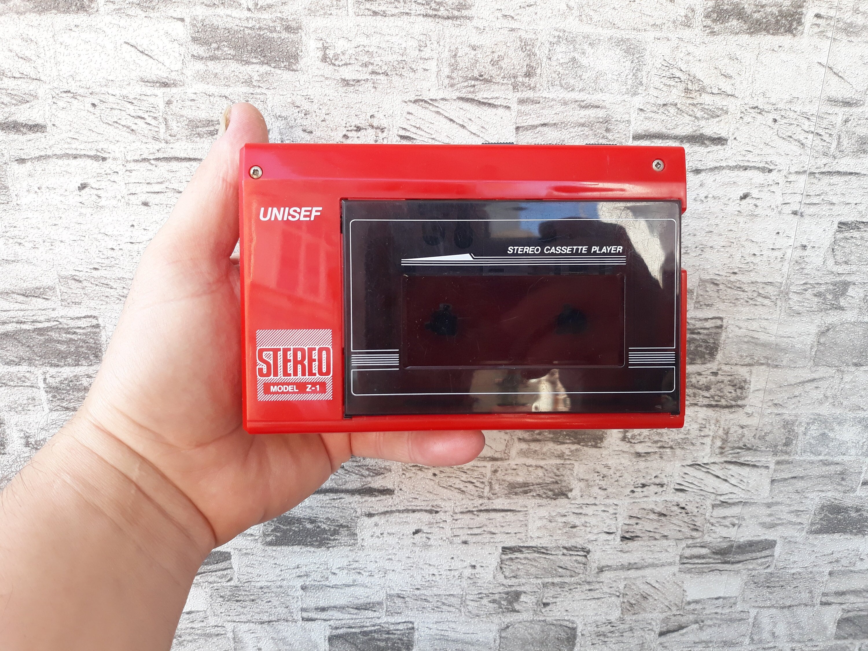 Vintage UNISEF Stereo Walkman: Retro Cassette Player, Made in