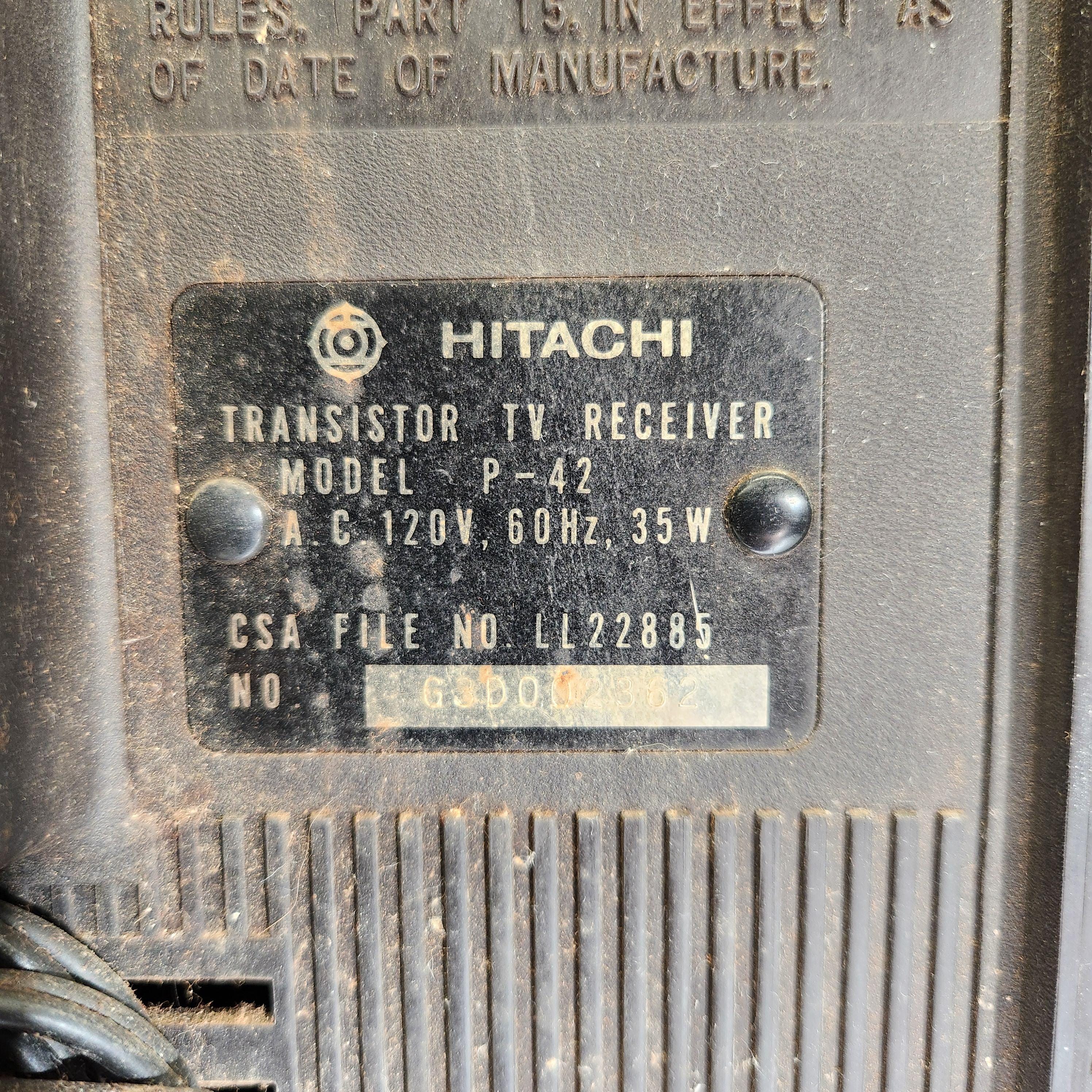 Television, Hitachi P-42 CRT, Turns On, Retro TV, Made in Japan