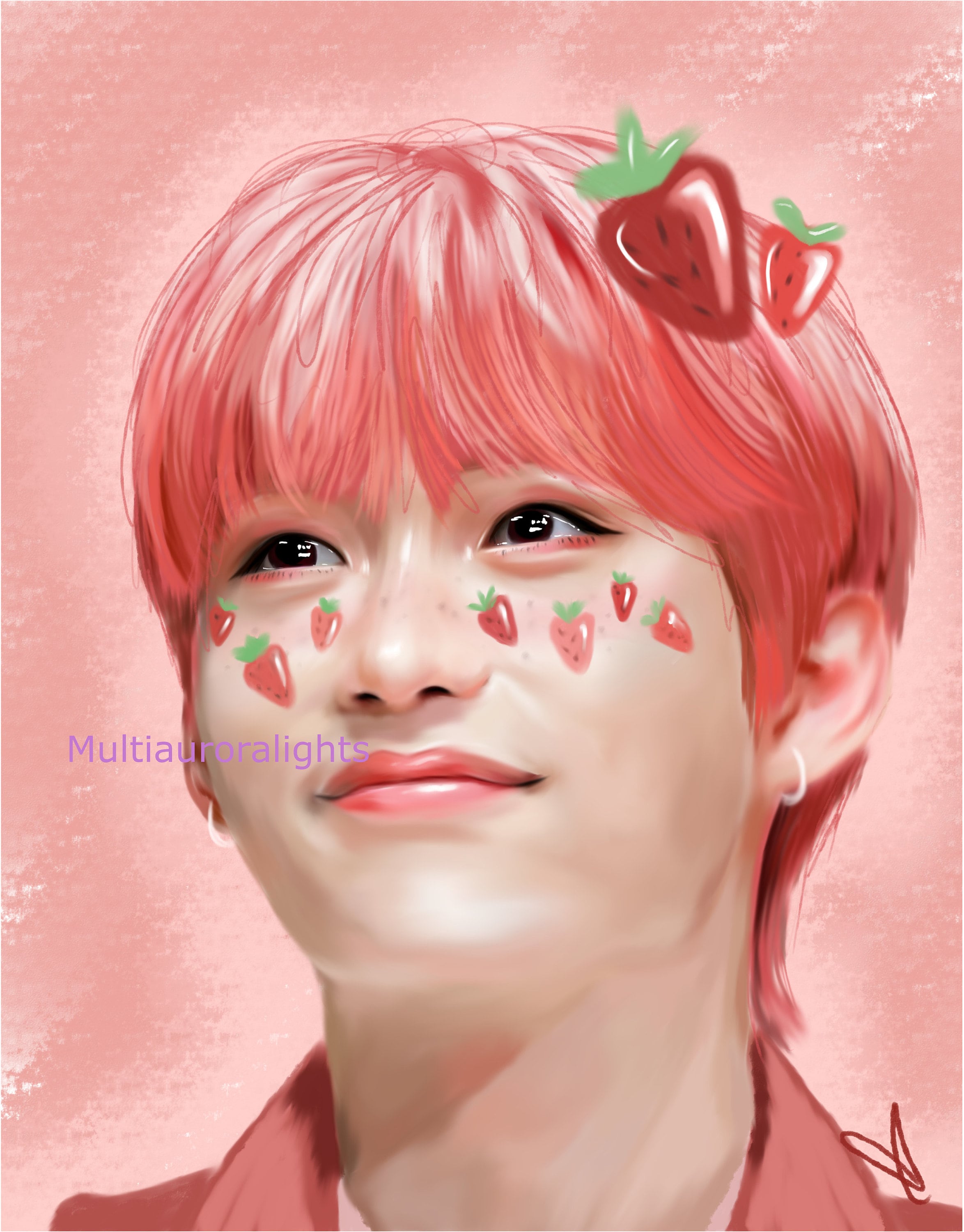 Stray Kidsのフィリックス、オリジナルKポップファンアートプリント