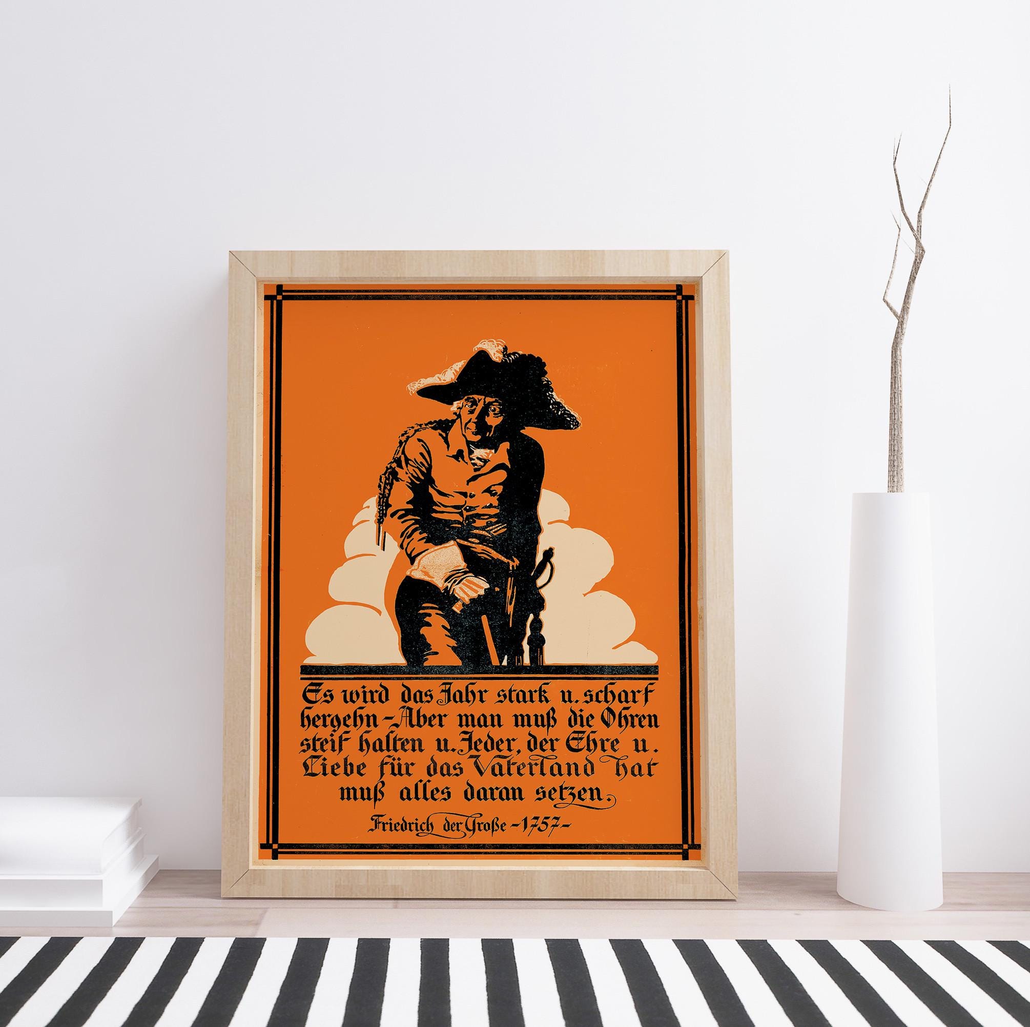 プロイセンのフリードリヒ大王のポスター、ヴィンテージの壁アート