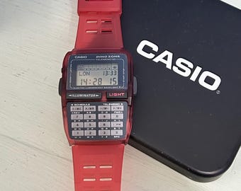 RARE RED Vintage Casio DBC-63 Dino Zone 1990s Databank Calculator