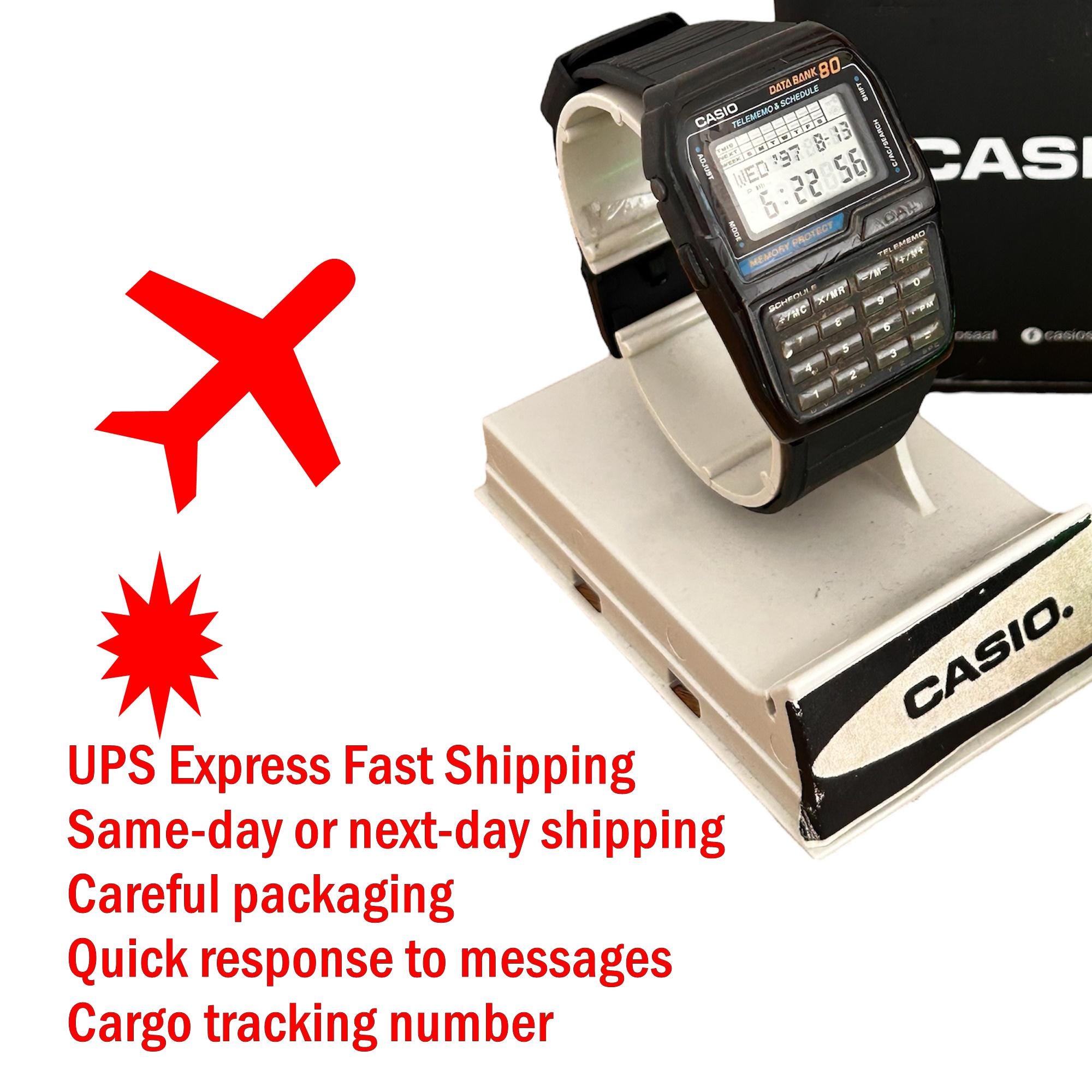 RARE Vintage Casio DBC-80 Databank World Time Calculator Watch